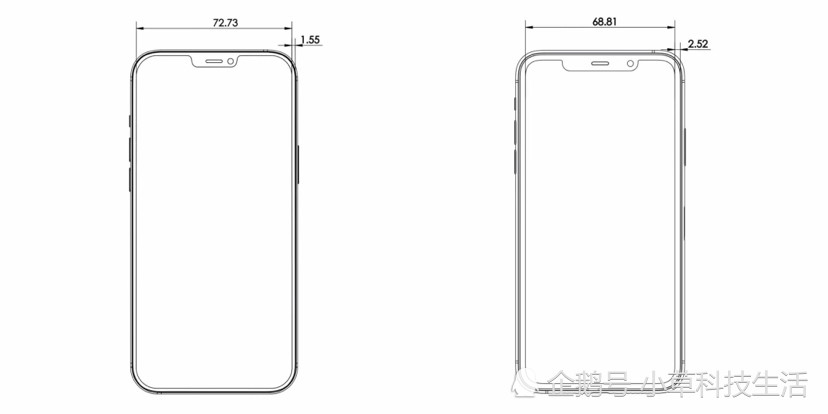 iphone 12 最新设计图纸,直角硬朗中框,超小刘海