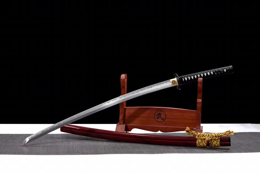 武士刀-武道,百炼折叠花纹钢 刃口磨白