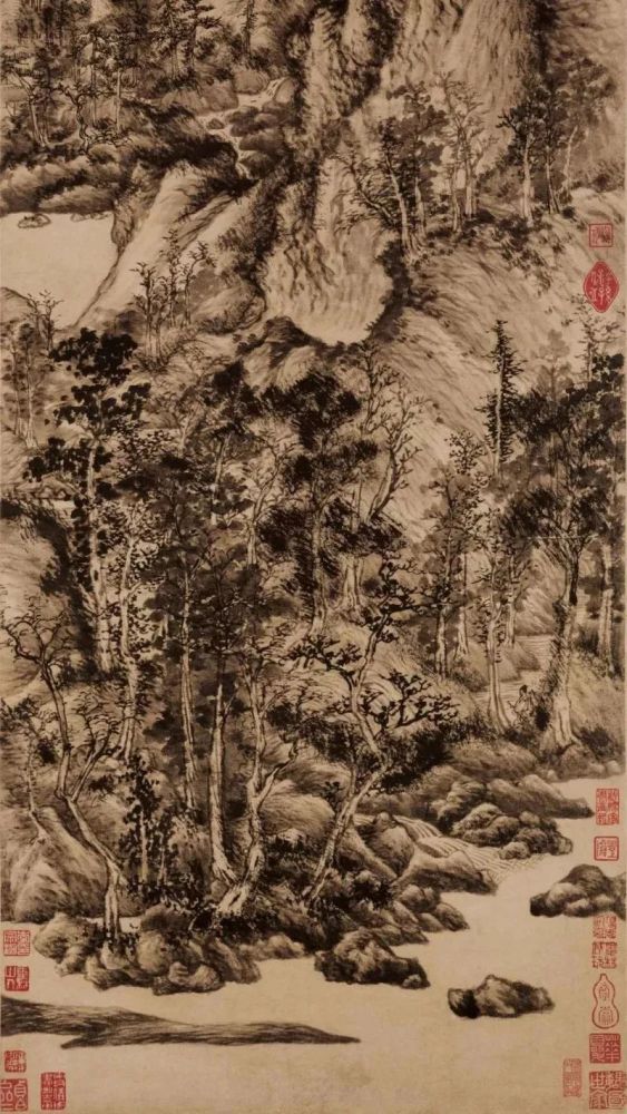 深受大家推崇,王蒙的山水画,笔触独到意境朦胧