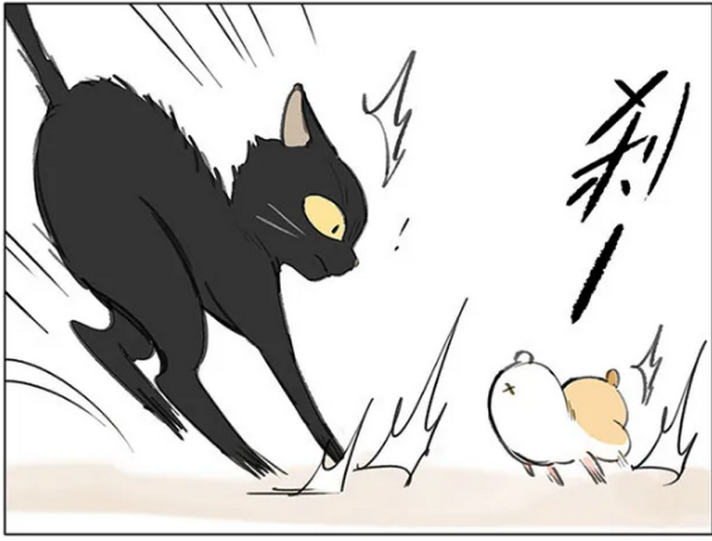 奇趣漫画:猫咪让仓鼠追自己,怕仓鼠追不上还准备了绳子