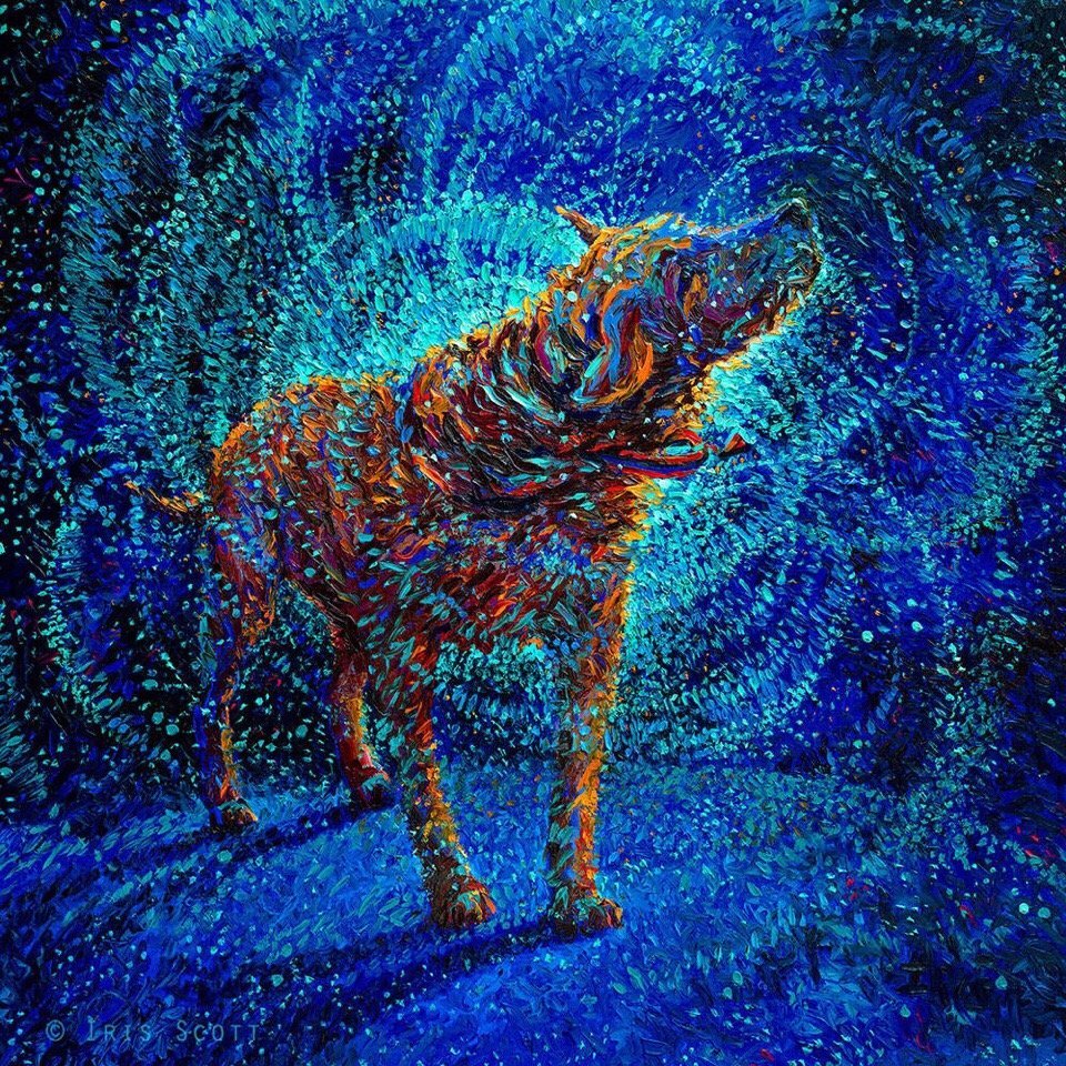 用手指创作的油画作品,很有意思!