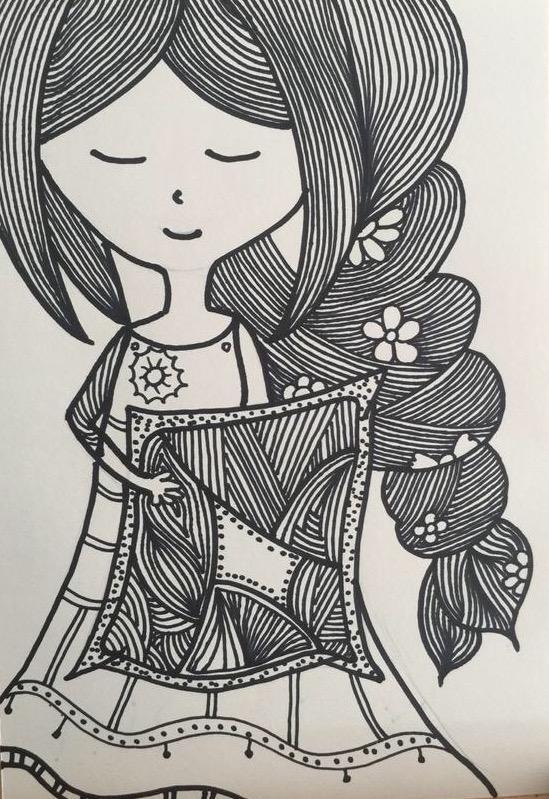 思维创意线描课程:小女孩的漂亮头发,线条的灵活运用!
