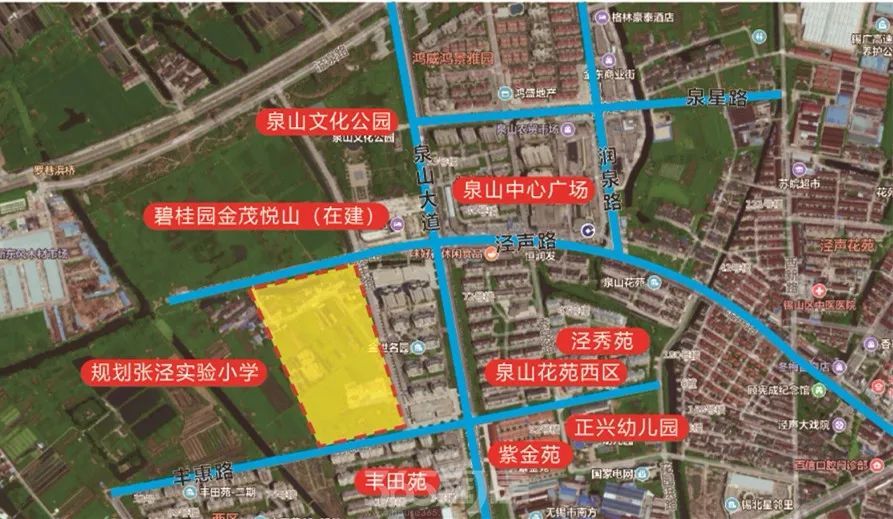 张泾中心小学,无锡市锡山区中医院,锡北镇星天地商业街以及泉山文化