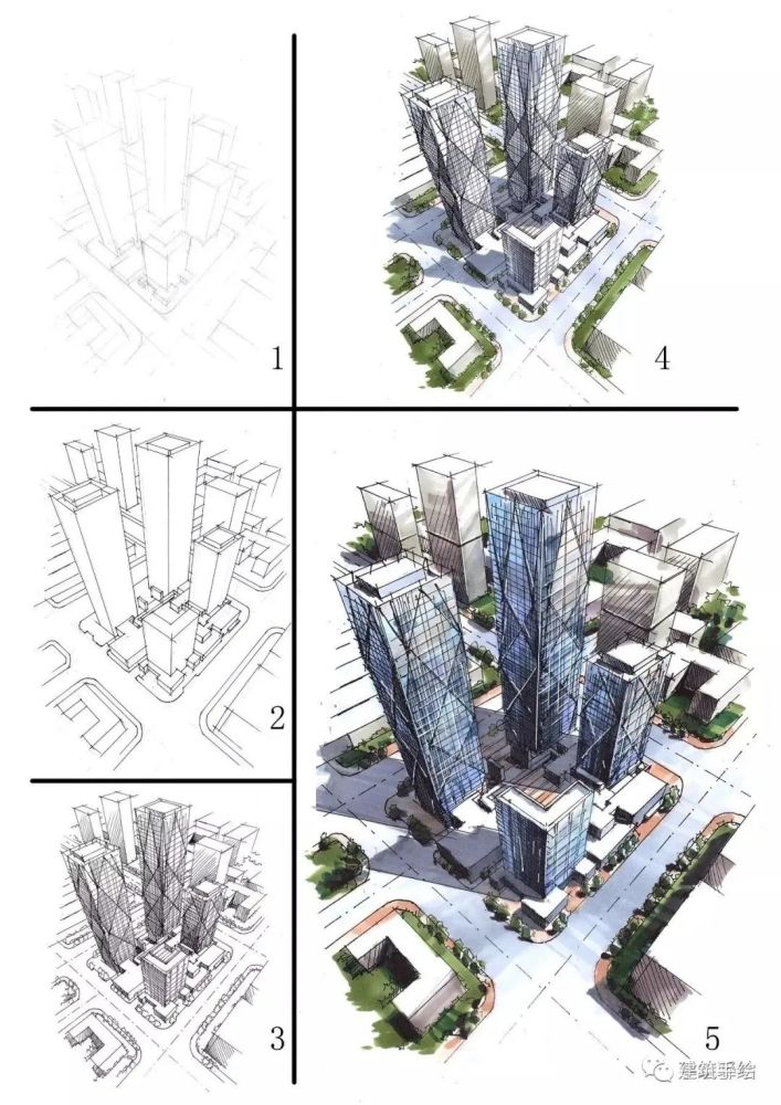 鸟瞰图手绘训练素材