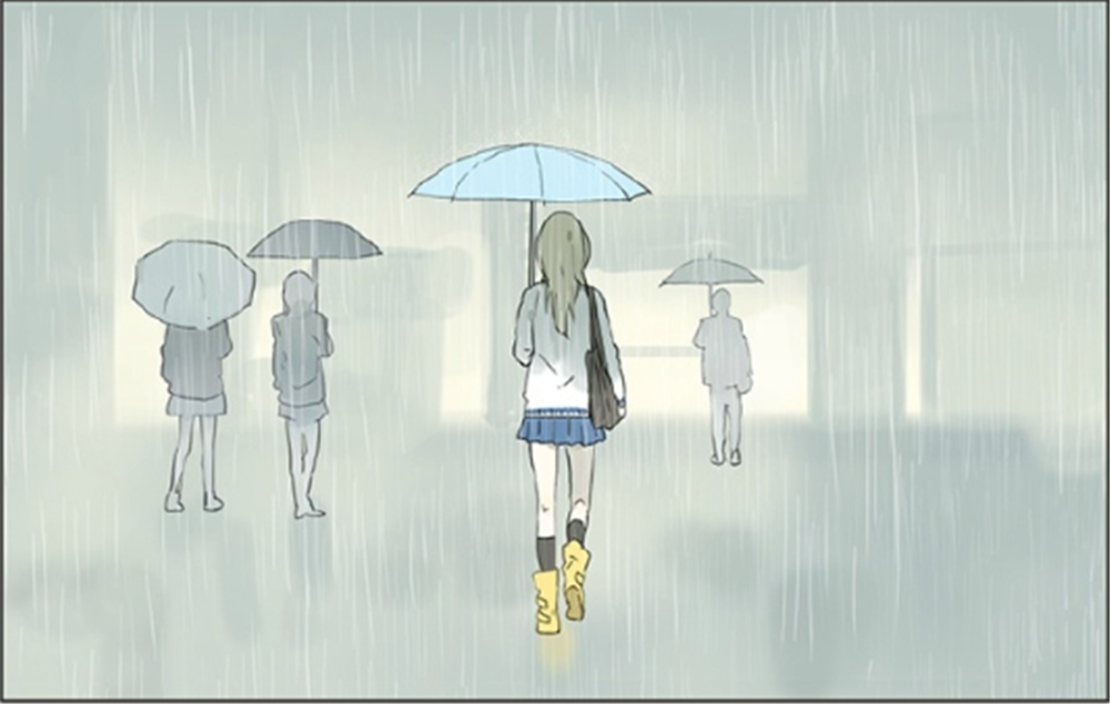 暖心漫画:天真的秋瞳在雨天玩伞,把路过的女老师淋成了落汤鸡