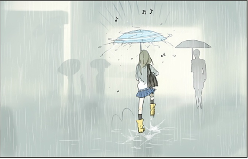 暖心漫画:天真的秋瞳在雨天玩伞,把路过的女老师淋成了落汤鸡