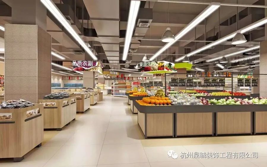 项目名称:生鲜超市 工程面积:2600平 工程造价:300万 设计理念:超市