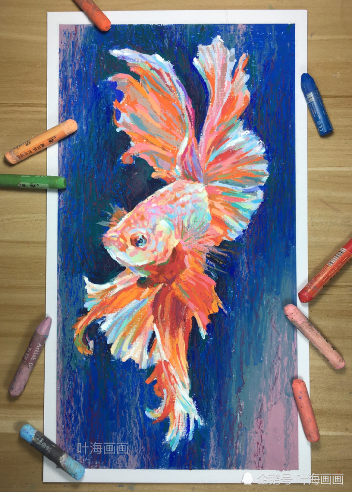 手绘,凤凰,画画,油画棒
