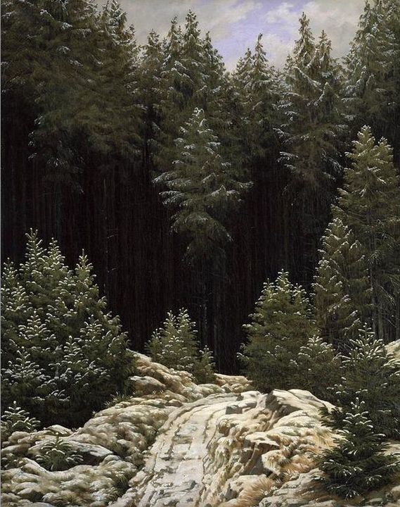 风景画,雪景画,油画,美术作品