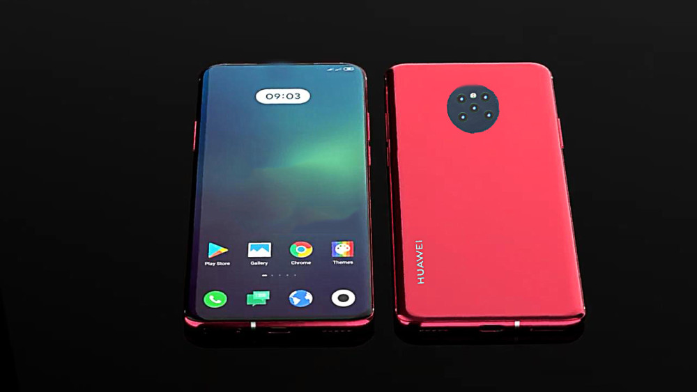 华为mate40pro概念图:隐藏前镜头抛弃刘海屏 滚筒5镜头 真全屏