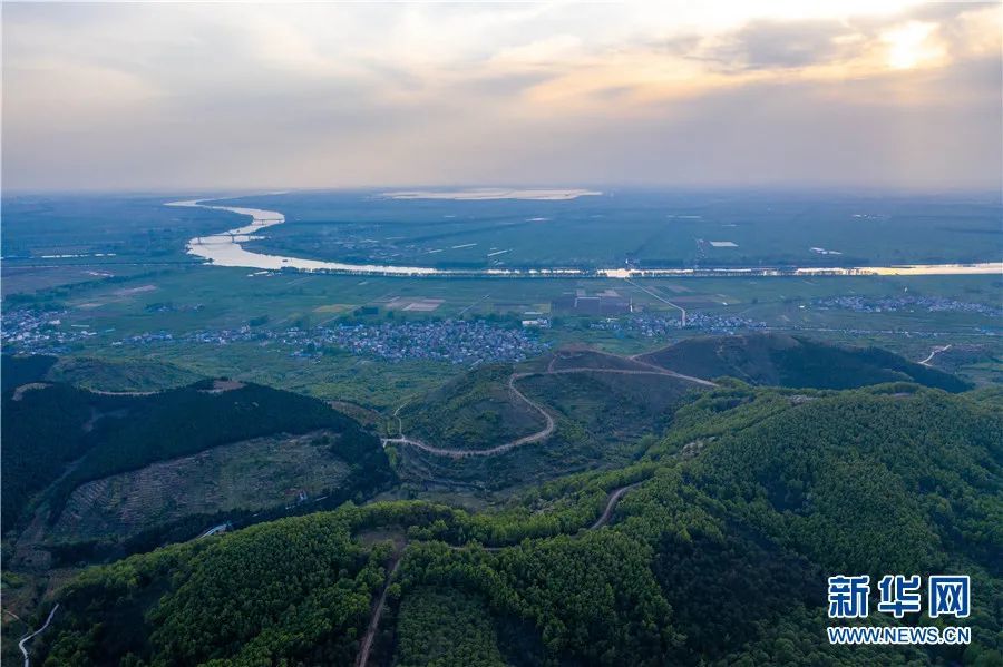 航拍,八公山风景区,淮河