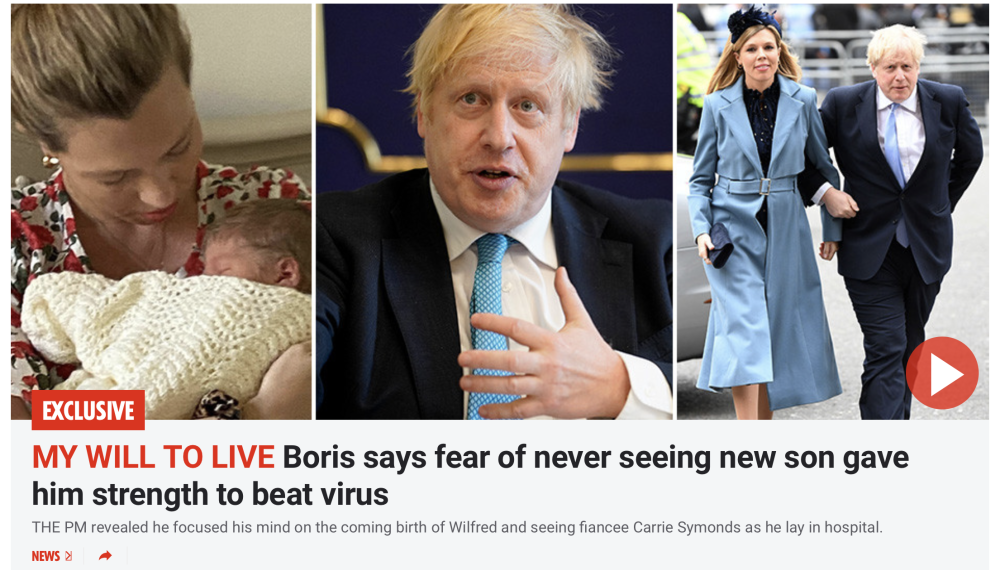 英国首相鲍里斯·约翰逊:害怕见不到没出生的娃,给我活下去的力量