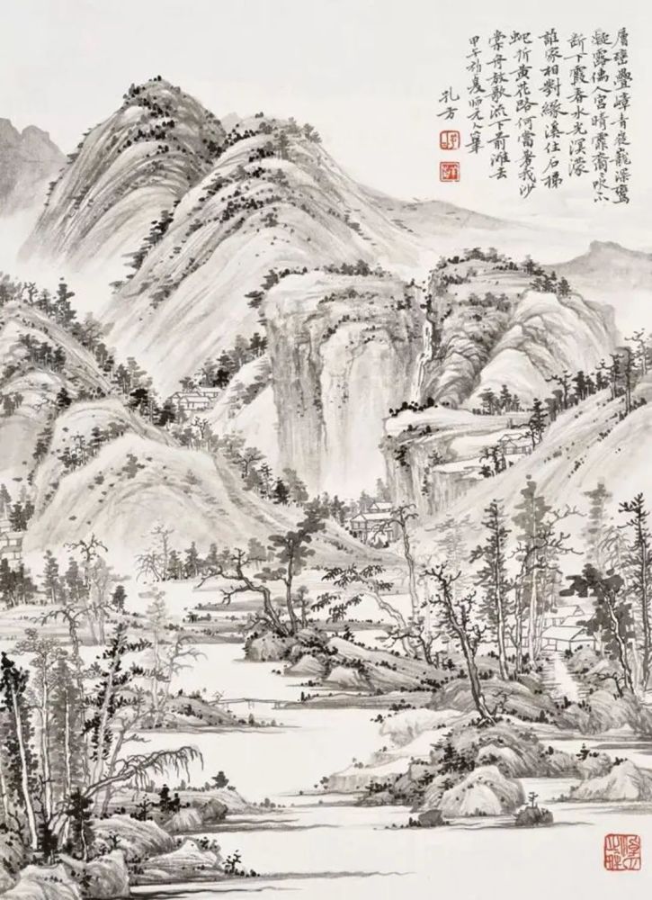 孔方,工笔画,山水画,绘画