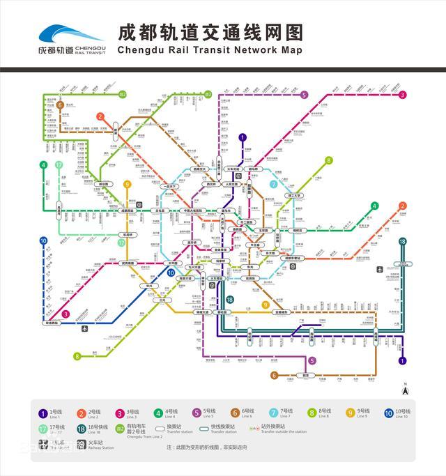 成都地铁远景推荐线网由46条线路组成,包含23条普线,16条快线,3条既