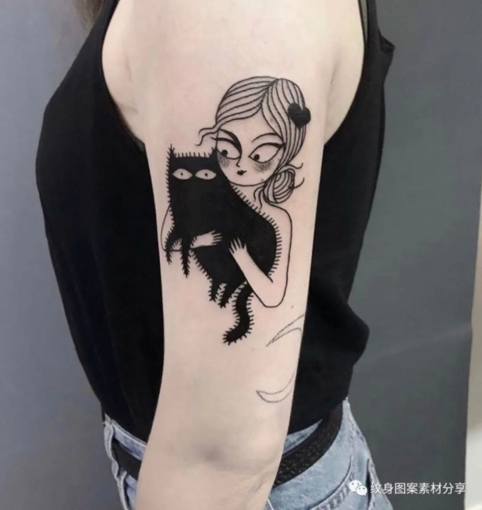 纹身图案素材分享:猫猫纹身
