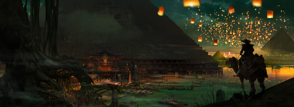 一组不错的古风建筑场景插画作品!画风精美细致颇有意境!