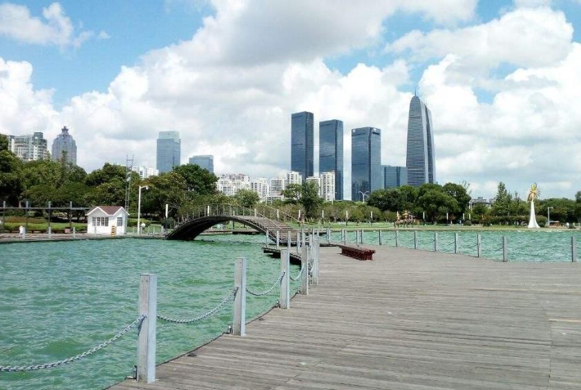 苏州城市风景,苏州金鸡湖景区,金鸡湖景区,5a景区金鸡湖,金鸡湖夜景