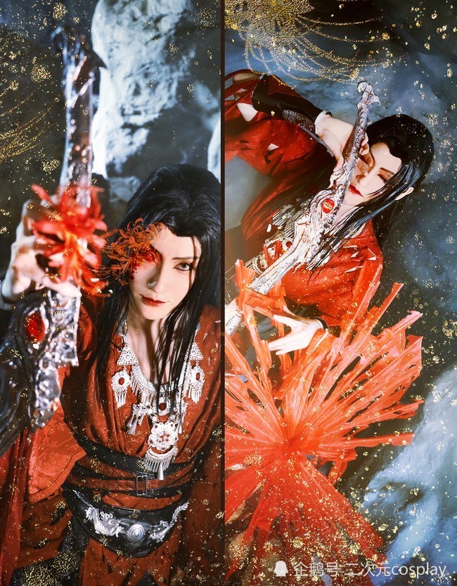 《天官赐福》花城cos,美艳动人,每一个画面都在磕击心灵