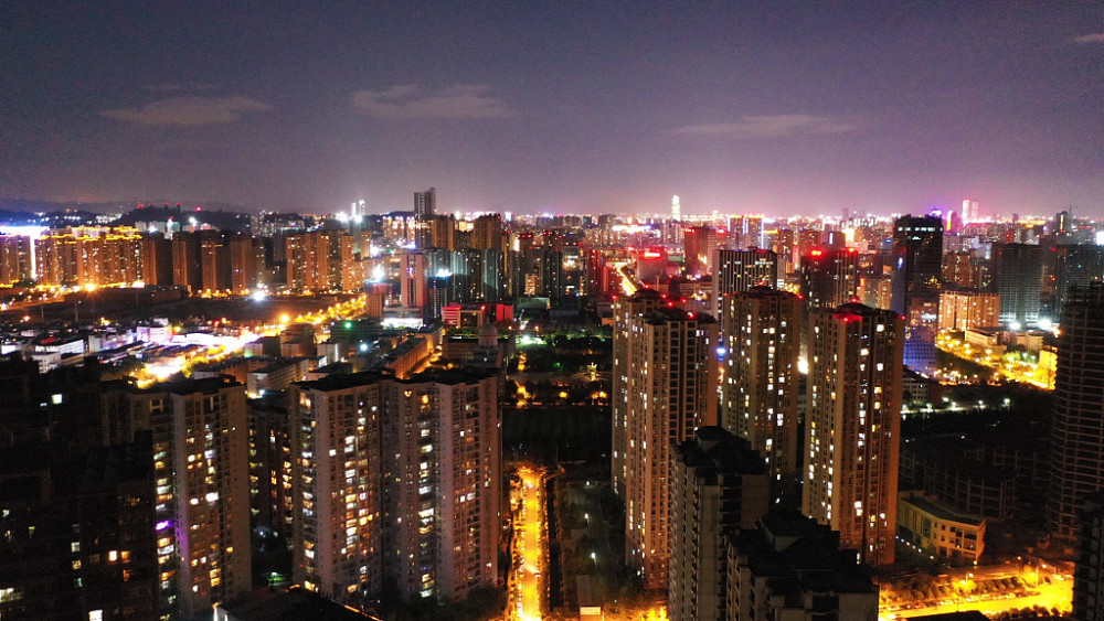 航拍,昆明城市夜景