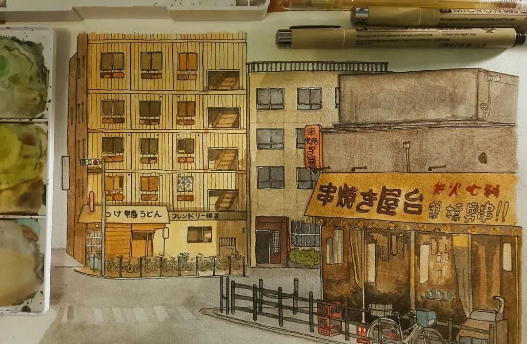 【水彩】日系宫崎骏画风可爱插画手绘素材