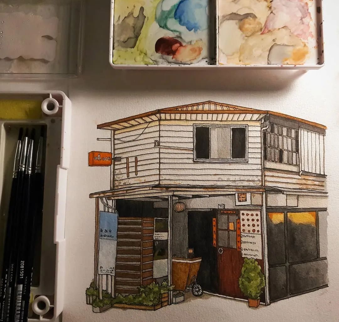 【水彩】日系宫崎骏画风可爱插画手绘素材