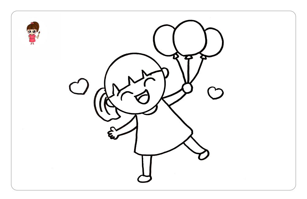 儿童节简笔画,开心的小女孩,小朋友们节日快乐哦～【图文 视频】
