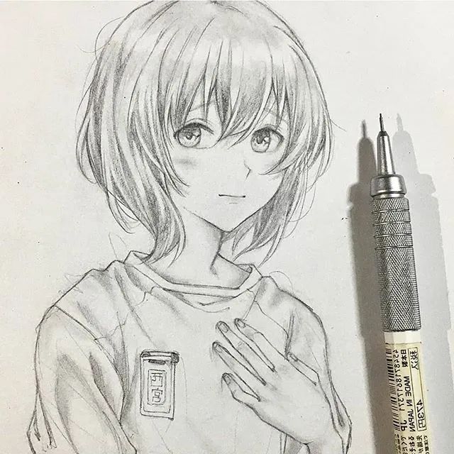 【铅笔针管笔】美少女手绘动漫人物素材临摹