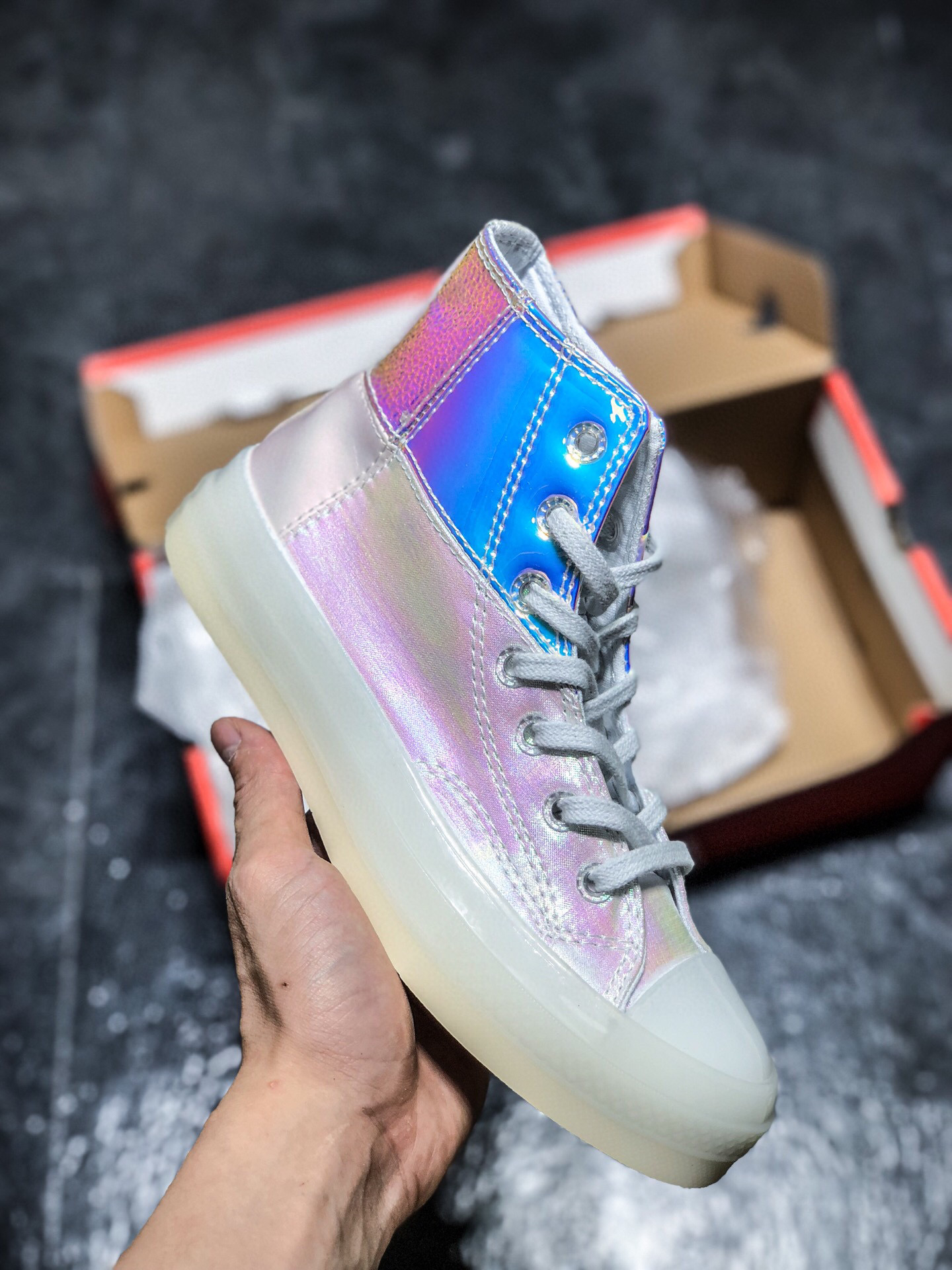 匡威镭射 converse 仙女鞋炫彩果冻底高帮帆布鞋