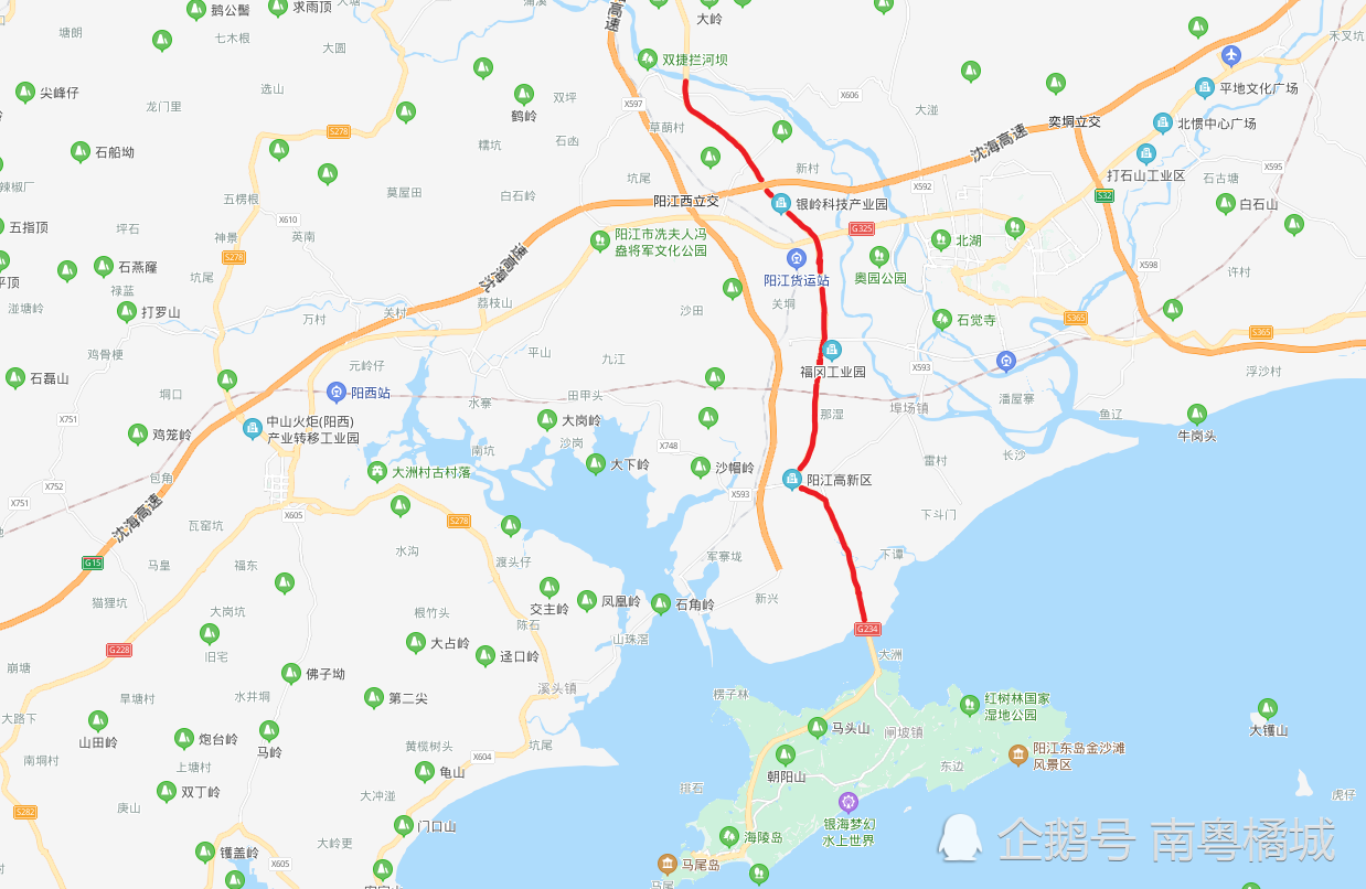 广东阳江国道g234线改扩建工程,路线全长32.3公里,双向六车道