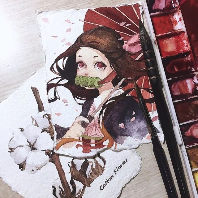 【水彩手绘】古风动漫女孩插画 效果超赞!