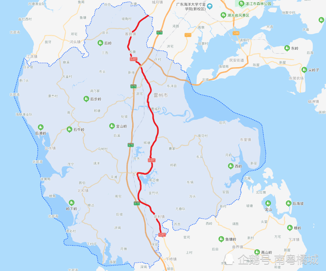 广东湛江国道g207线改线工程,新建为双向六车道公路,投资5.38亿