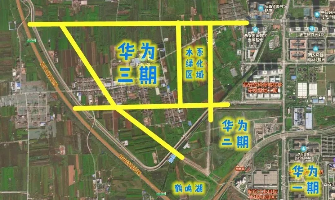 不过,据了解鹤鸣湖公园位于西安市绕城高速河池寨收费站北侧,项目
