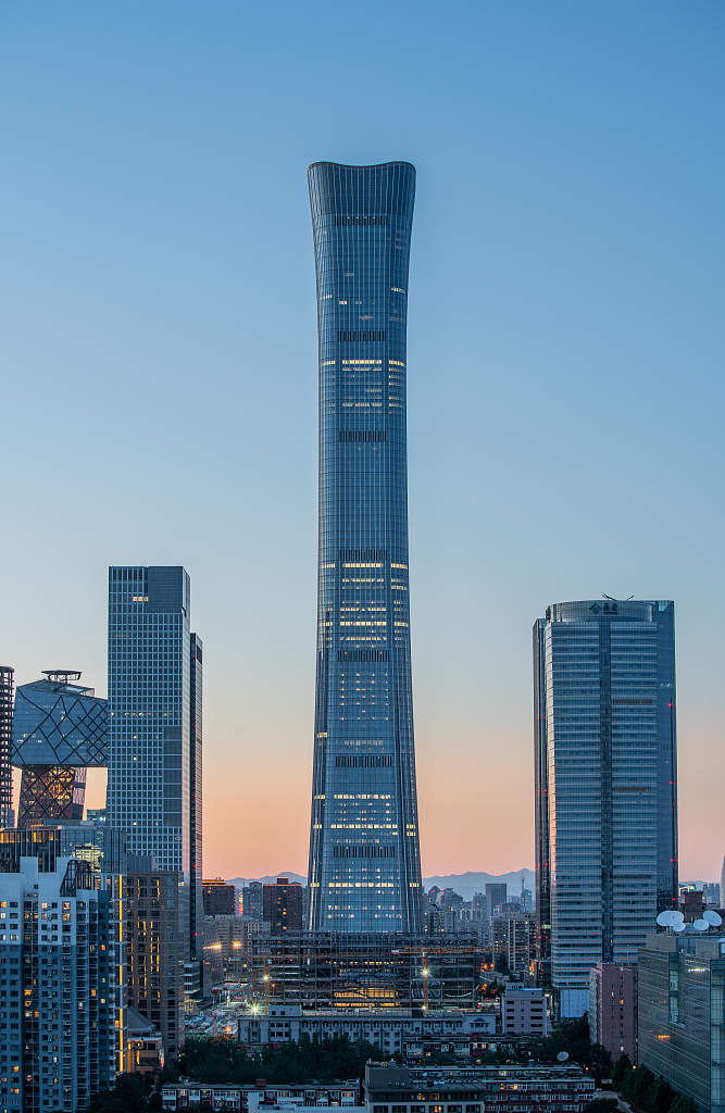 2020年6月1日,实拍北京国贸cbd建筑群风景,中国尊巍峨壮观.
