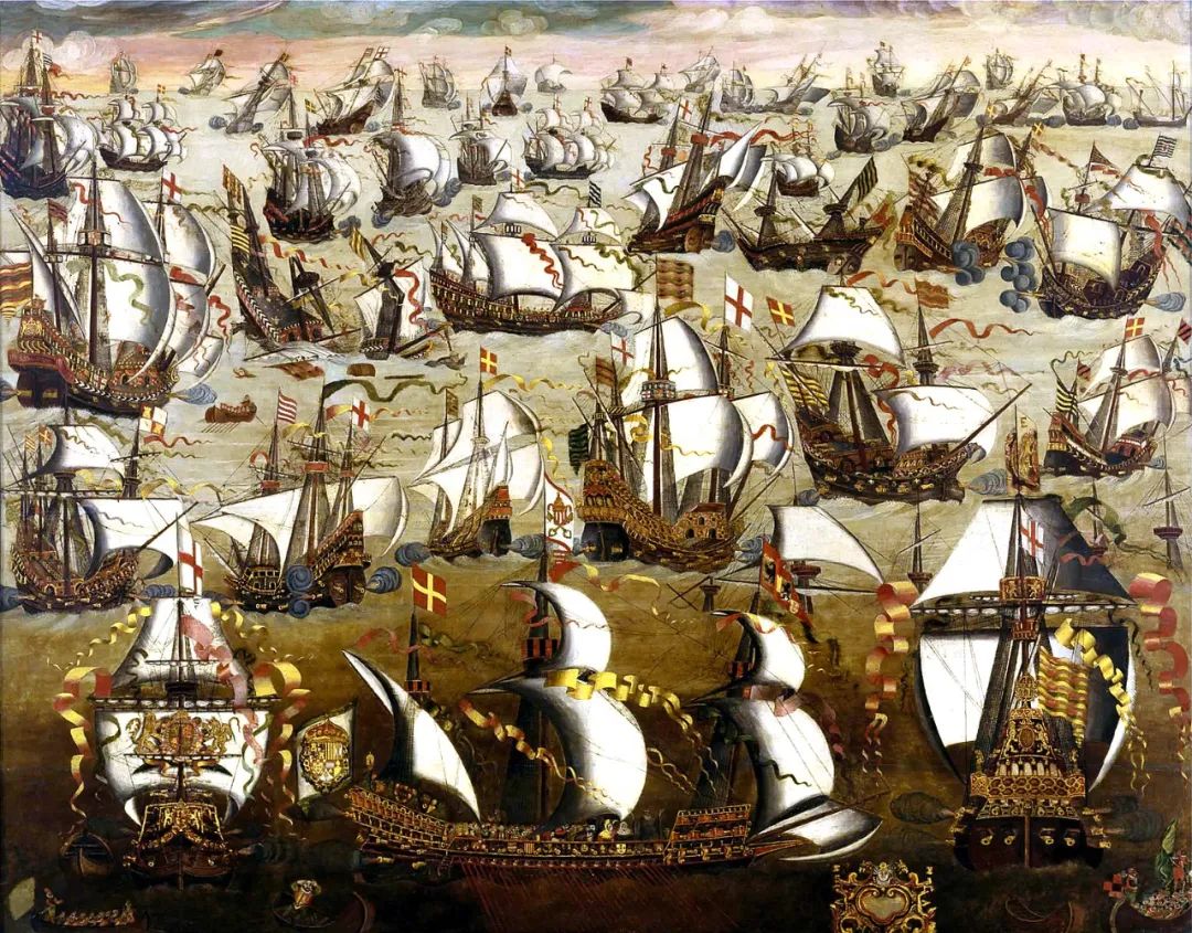 16世纪后期英国战船与西班牙舰队交战的场面 "1571—1576年,英国建造