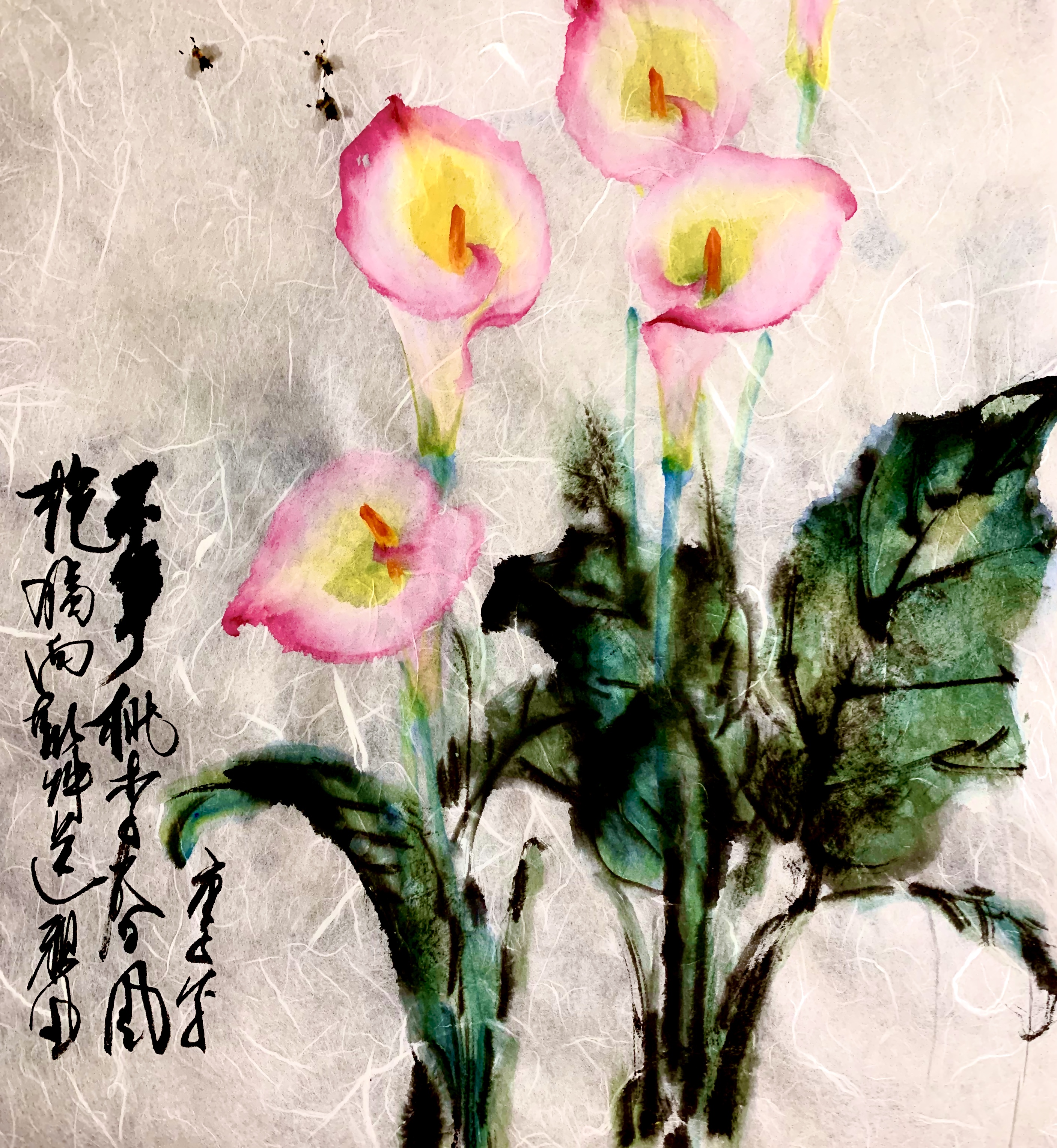 国画马蹄莲,国画观音莲,妙之国画,姜维写意