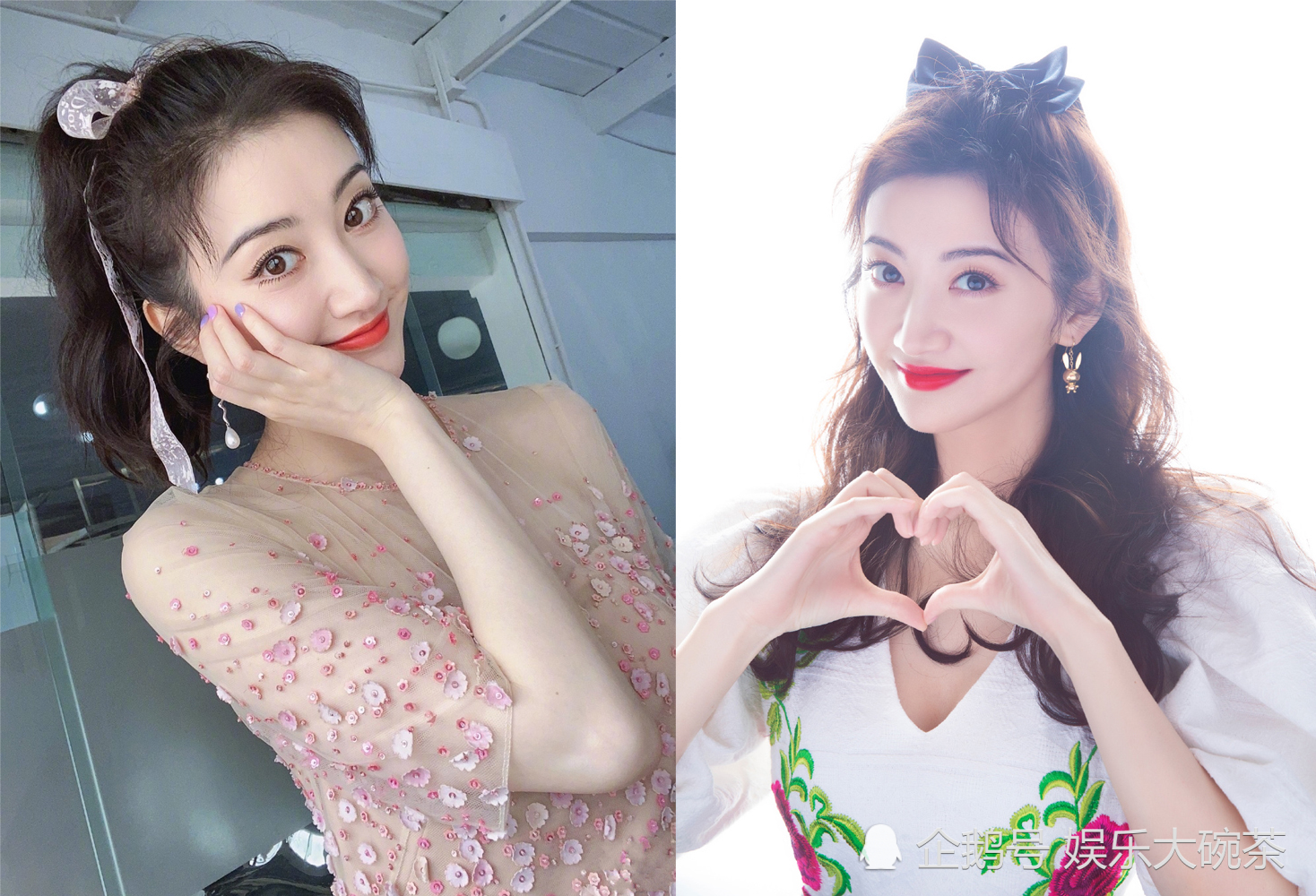 景甜晒活力少女美照,扎马尾穿粉色连衣裙,面容姣好气质超甜