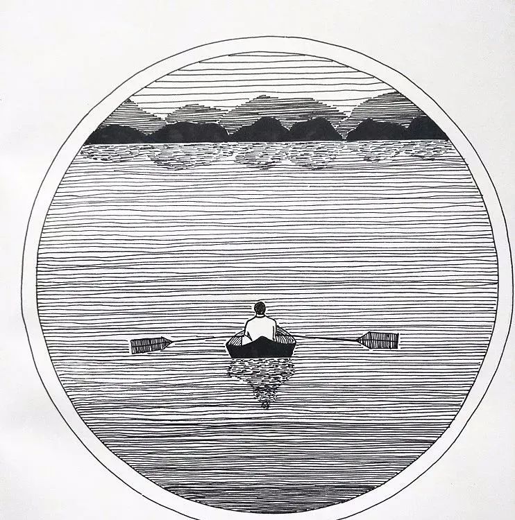 针管笔线描,黑白线描画,装饰画黑白灰