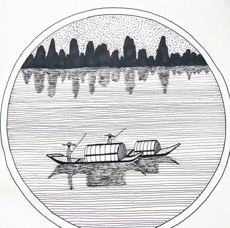 针管笔线描,黑白线描画,装饰画黑白灰