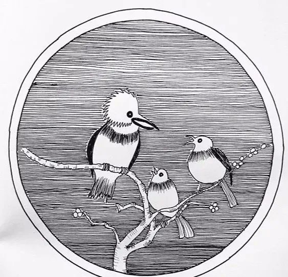 针管笔线描,黑白线描画,装饰画黑白灰