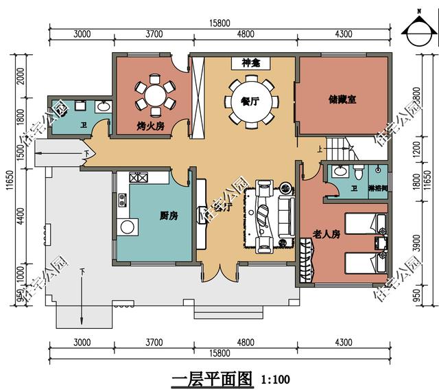 农村15米x11米平面图,11米x11米平面图 农村现代风格自建房,15米x11米,砖混结构只要40万盖起来?