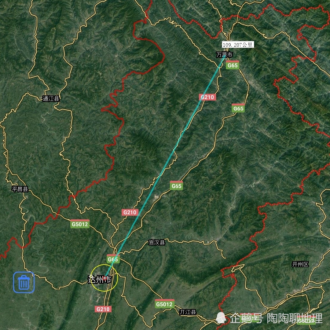 达州市各地至市区直线距离,宣汉县最近,万源市最远,了解一下?
