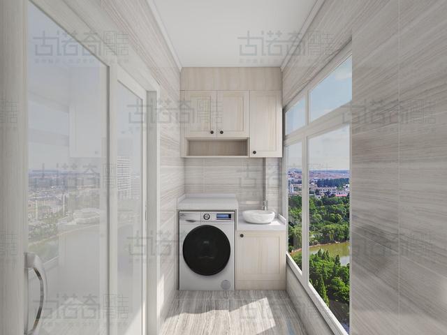 前就要确定好阳台洗衣机的位置,一般都是洗衣池和洗衣机设计在一起
