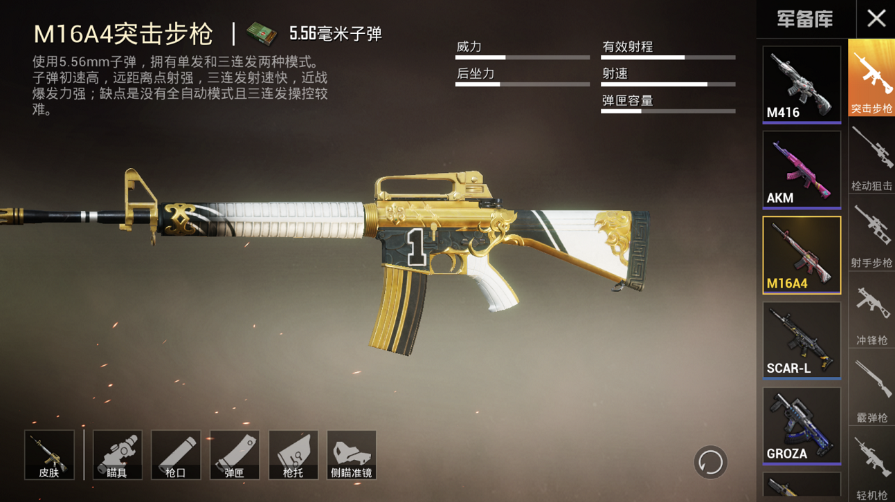 和平精英,awm,mini14,m16a4