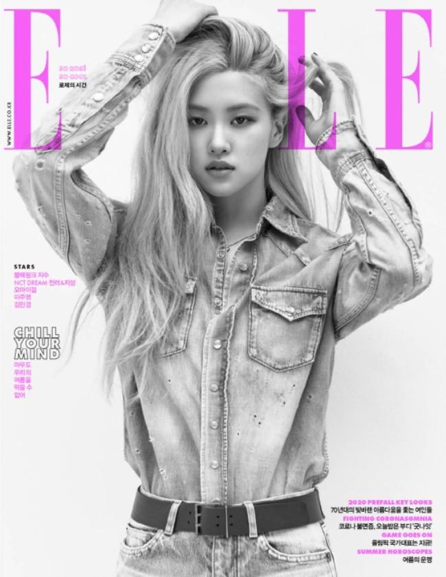 blackpink 成员 rose 朴彩英为杂志《elle korea》拍摄的封面画报