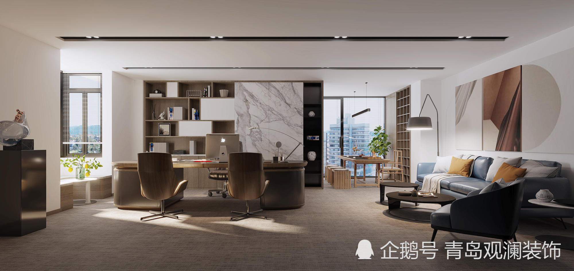 青岛科技公司现代风办公室设计效果图