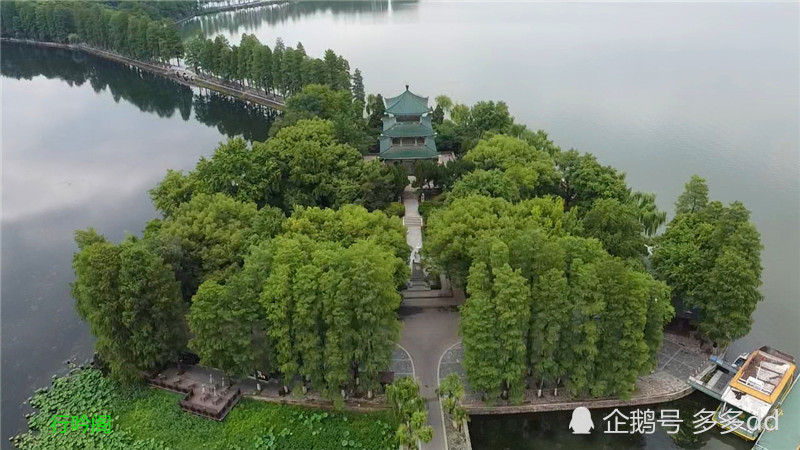 航拍武汉东湖风景区听涛景区