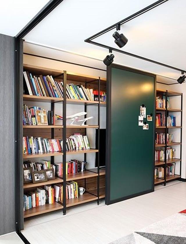 如今书架电视墙2合1越来越受欢迎,书房客厅同时用,小户型必备了