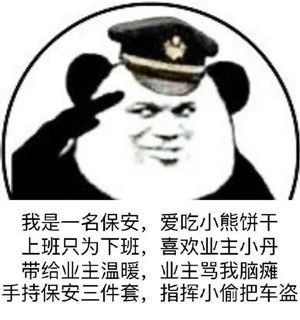 沙雕搞笑表情包图片:保安日记熊猫头文案
