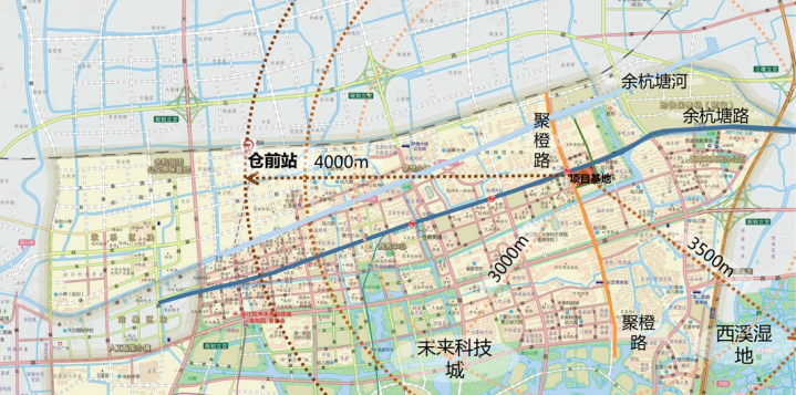 项目位于余杭区五常街道, 余杭塘路以南,聚橙路以东.