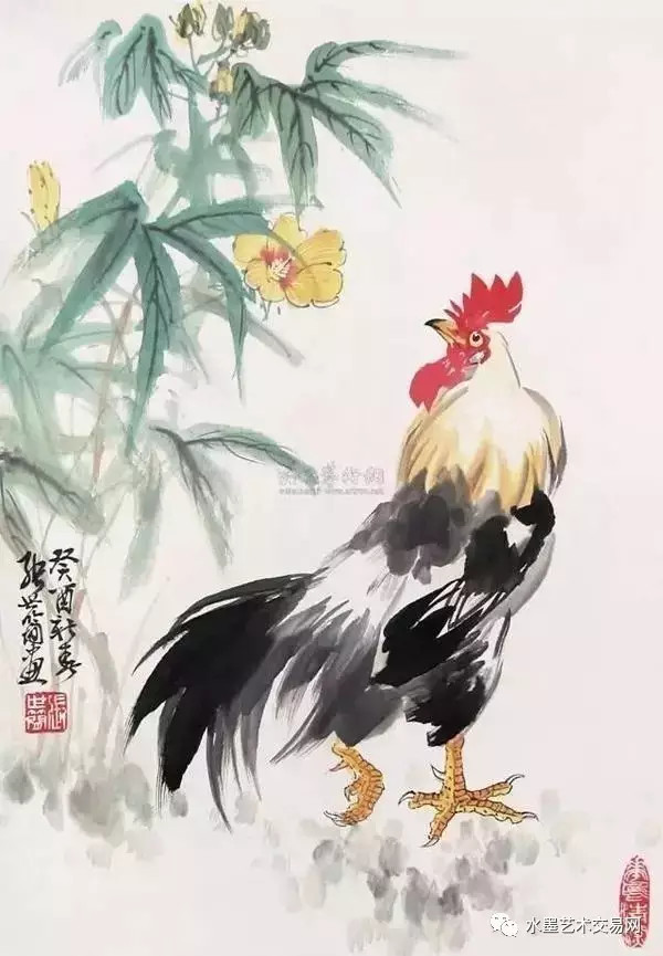 张世简《雄鸡图》